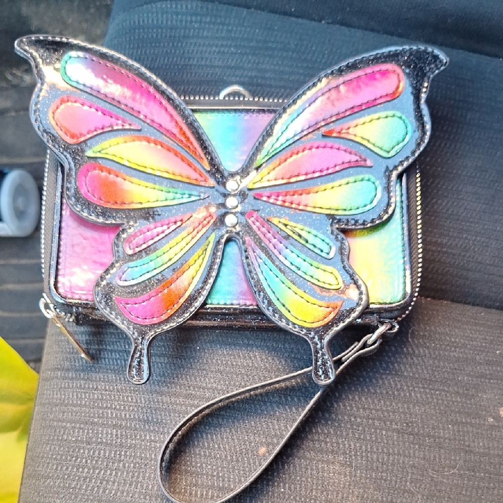 Rainbow Butterfly Wristlet Clutch